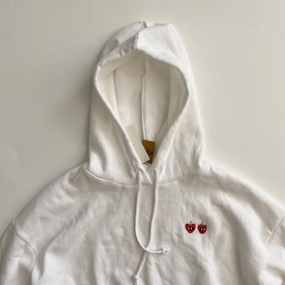 PINK Victoria's Secret Sweatshirt Hoodie Hooded Sweater White Cropped Nwt - Picture 2 of 3